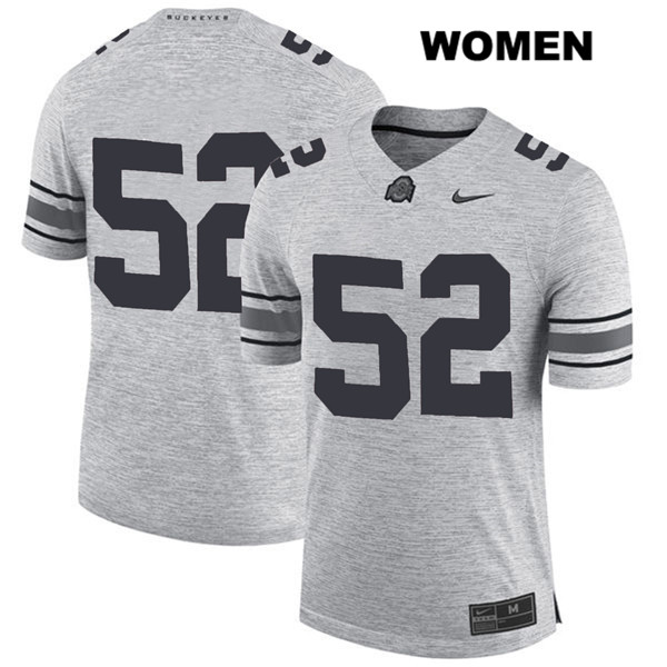 Ohio State Buckeyes Women's Wyatt Davis #52 Gray Authentic Nike No Name College NCAA Stitched Football Jersey NT19D47DH
